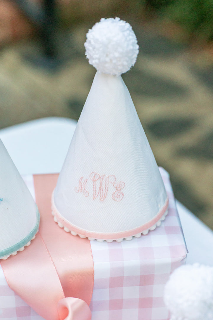 Scroll Monogram Hand Stitched Party Hat