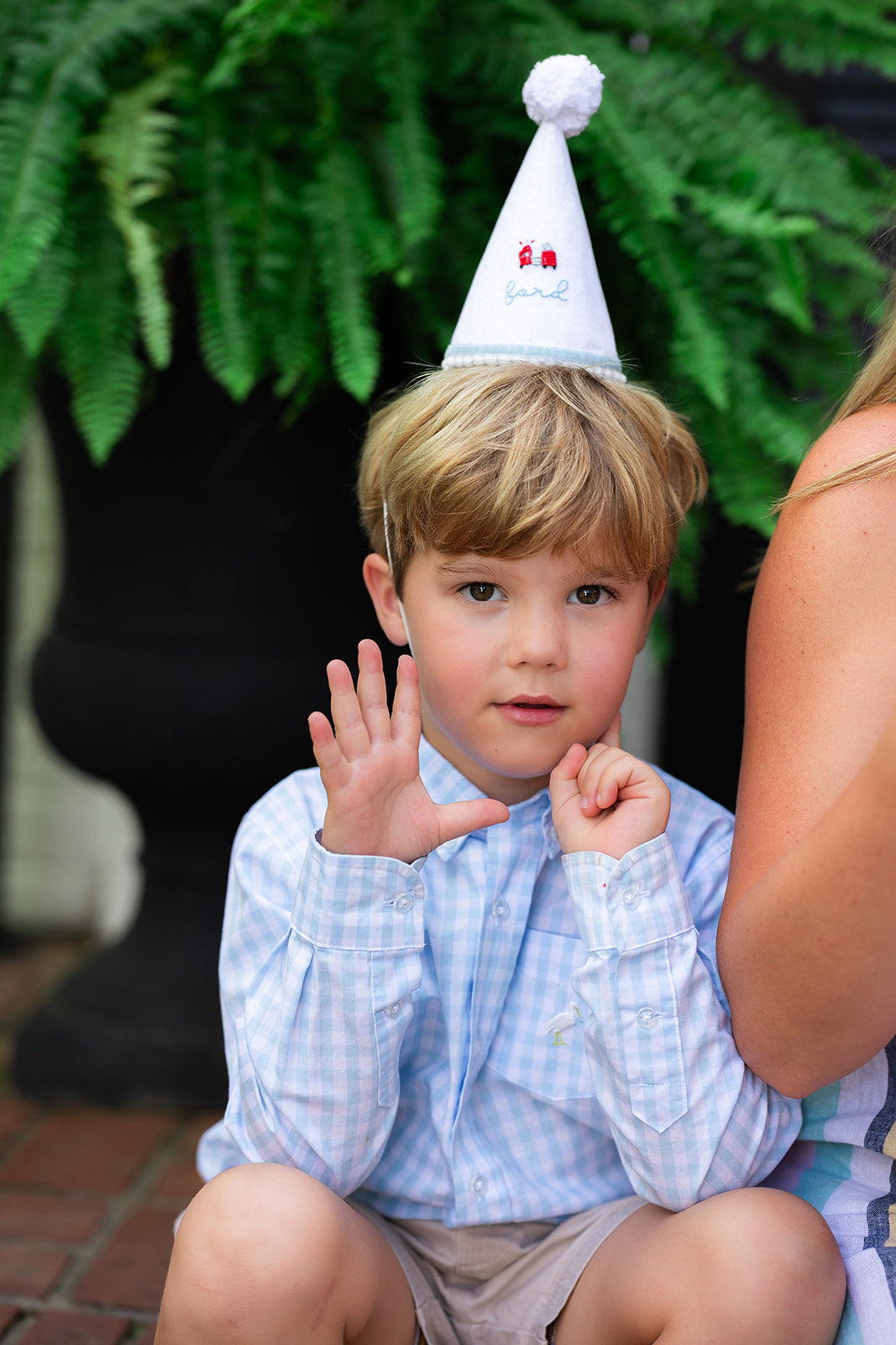 Firetruck Bullion Hand Stitched Party Hat