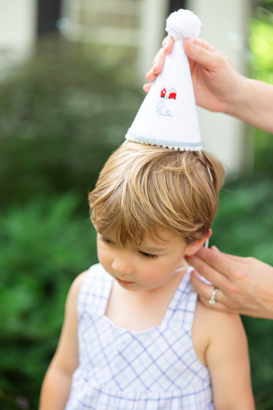 Firetruck Bullion Hand Stitched Party Hat
