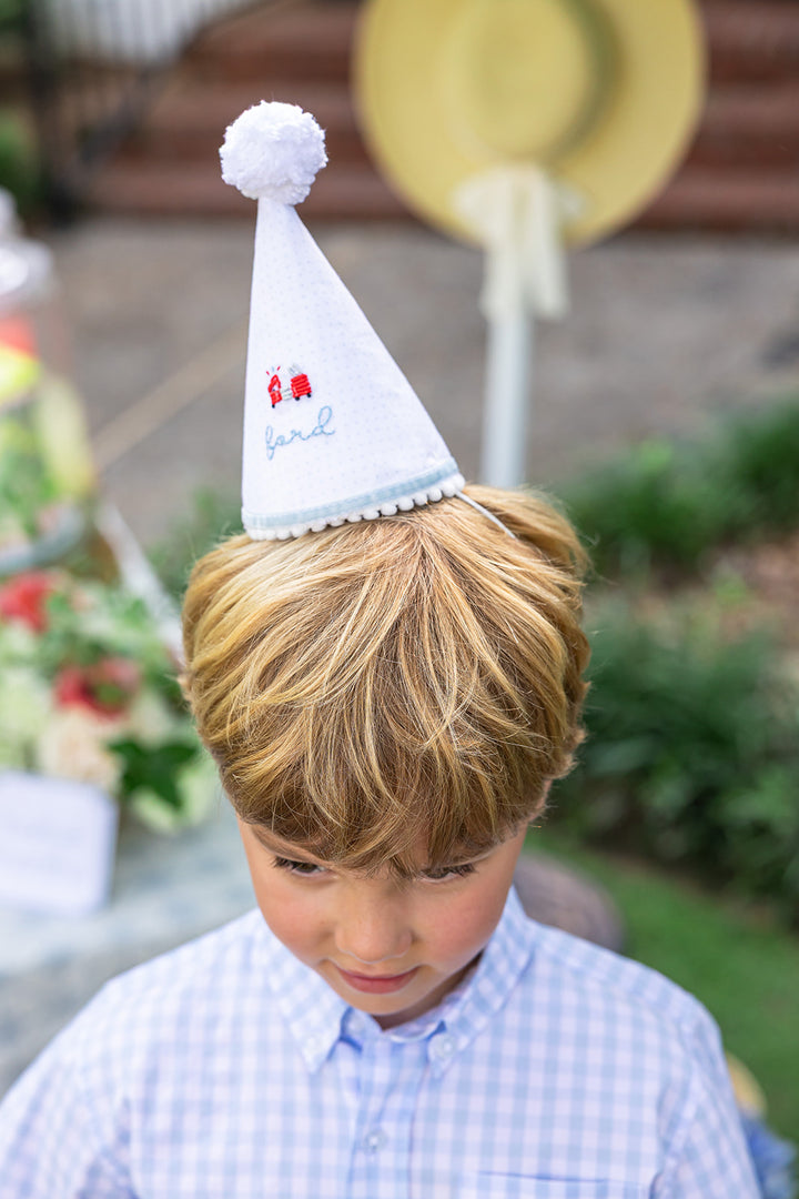 Firetruck Bullion Hand Stitched Party Hat