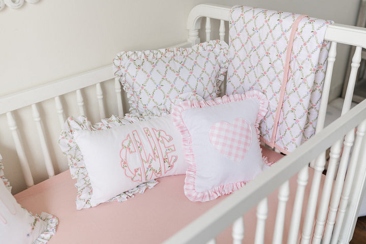 Lumbar Lattice Applique Monogram Pillow