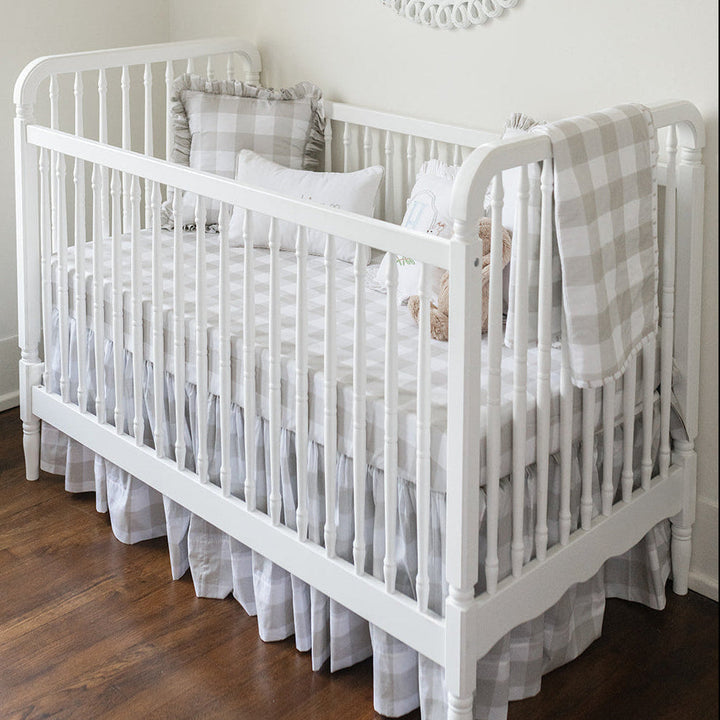Gathered Crib Skirt in Oat Buffalo Check