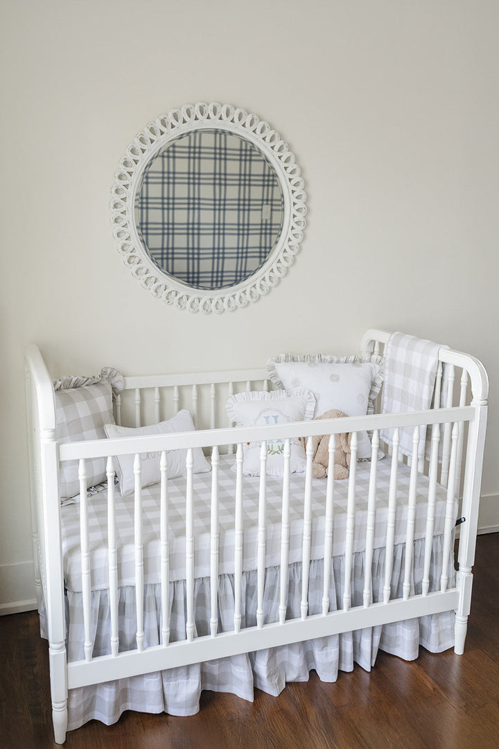 Gathered Crib Skirt in Oat Buffalo Check