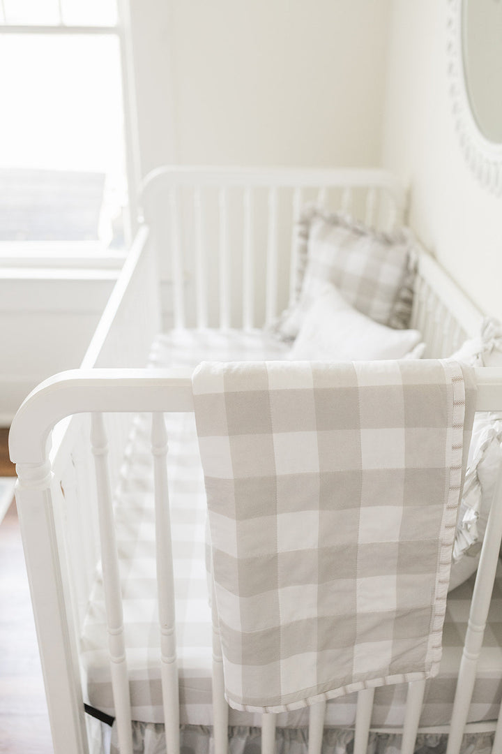 Gathered Crib Skirt in Oat Buffalo Check