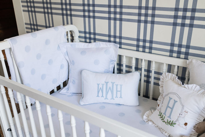 Heirloom Baby Blanket in Blue Lamb/Watercolor Dot