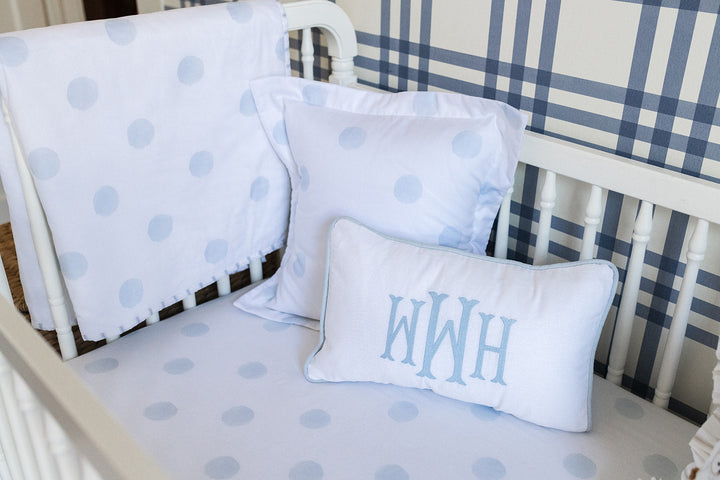Blue Watercolor Dot Standard Crib Sheet