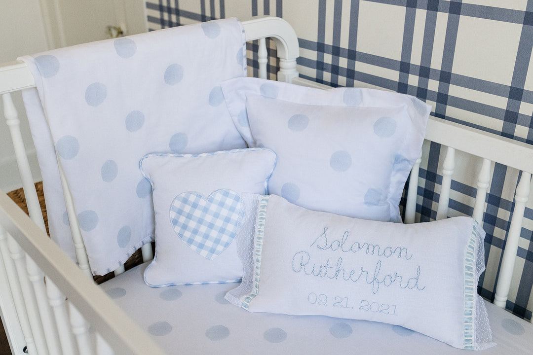 Heirloom Baby Blanket in Blue Lamb/Watercolor Dot