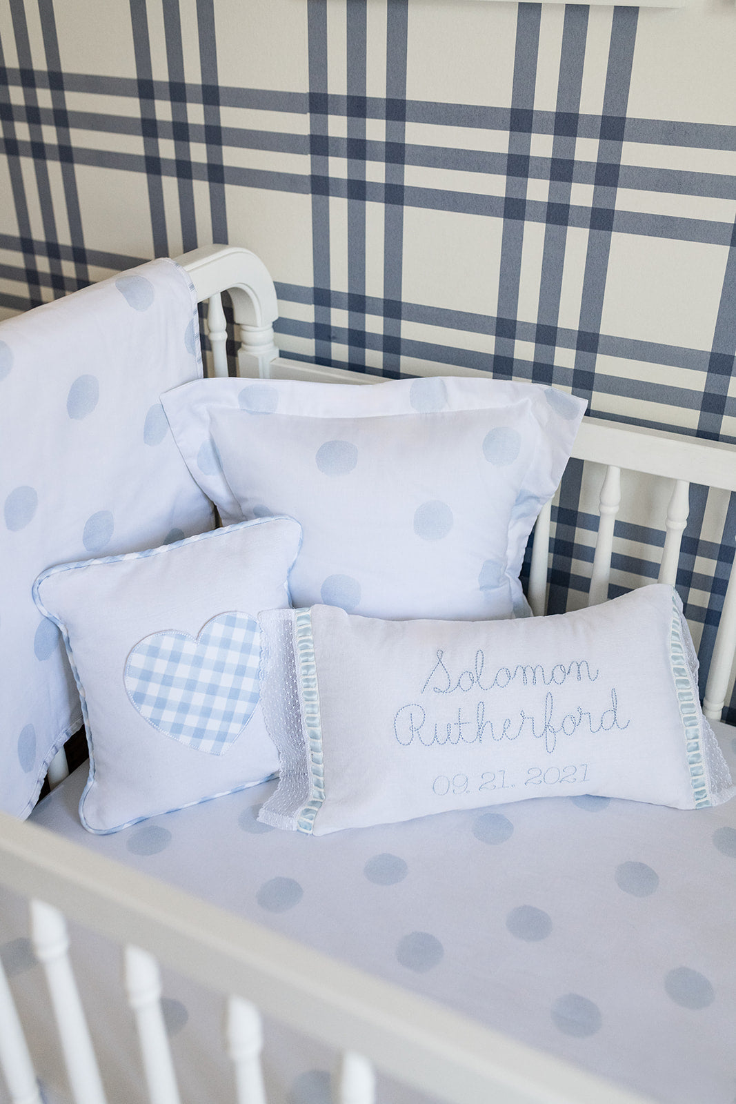 Blue Watercolor Dot Standard Crib Sheet