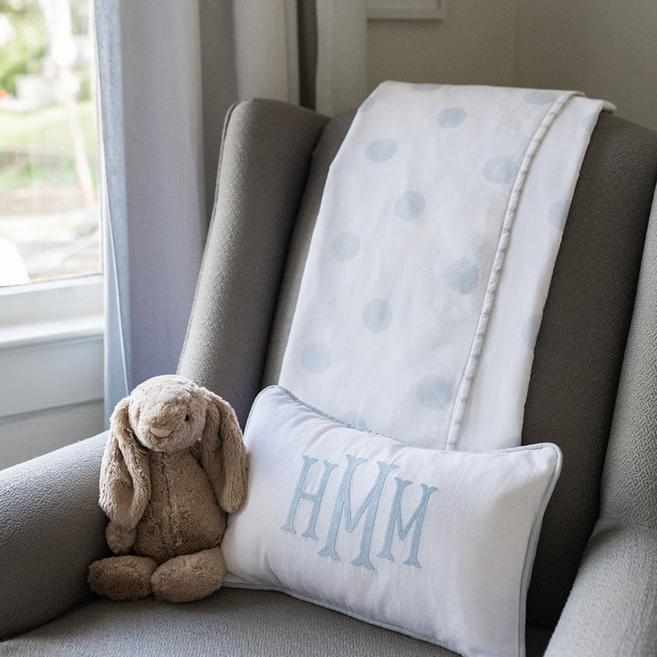 Heirloom Baby Blanket in Blue Lamb/Watercolor Dot