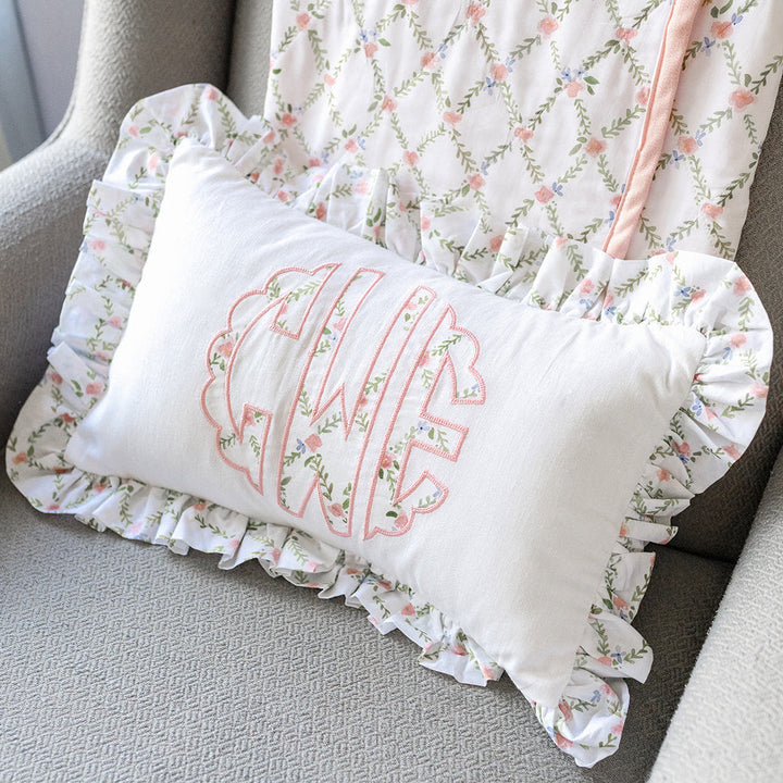 Lumbar Lattice Applique Monogram Pillow