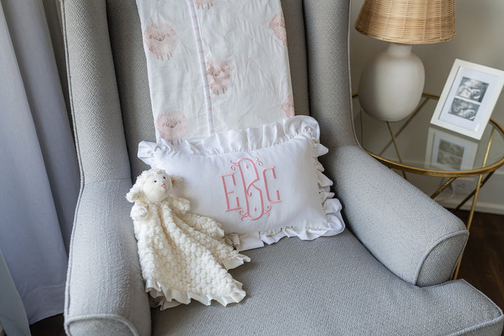 Heirloom Baby Blanket in Pink Lamb/Watercolor Dot