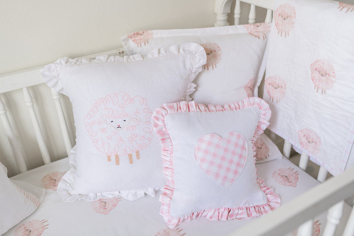 Heirloom Baby Blanket in Pink Lamb/Watercolor Dot