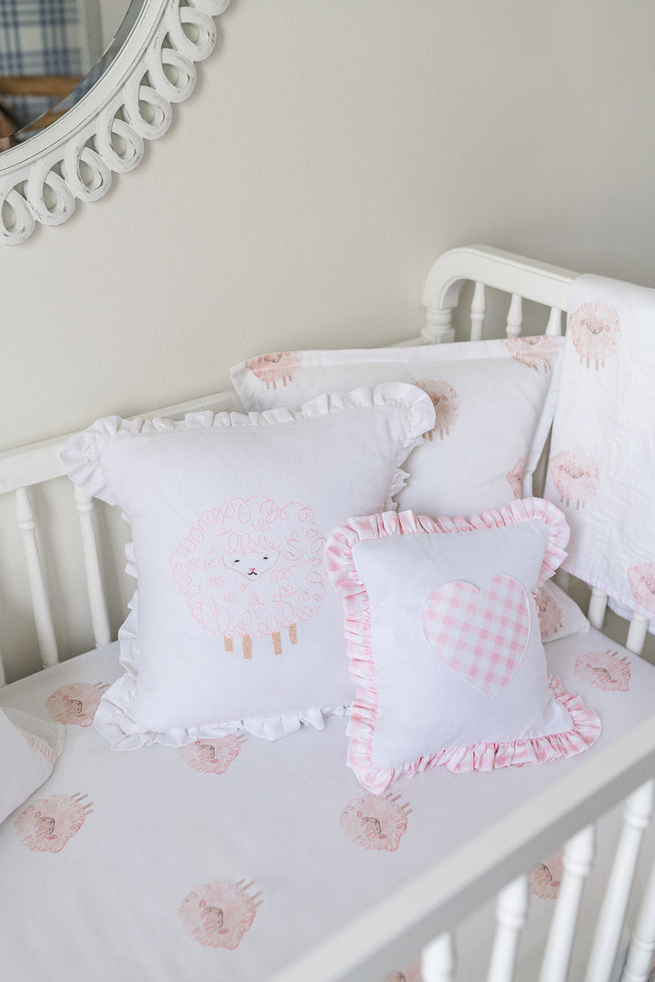 Pink Lamb Standard Crib Sheet
