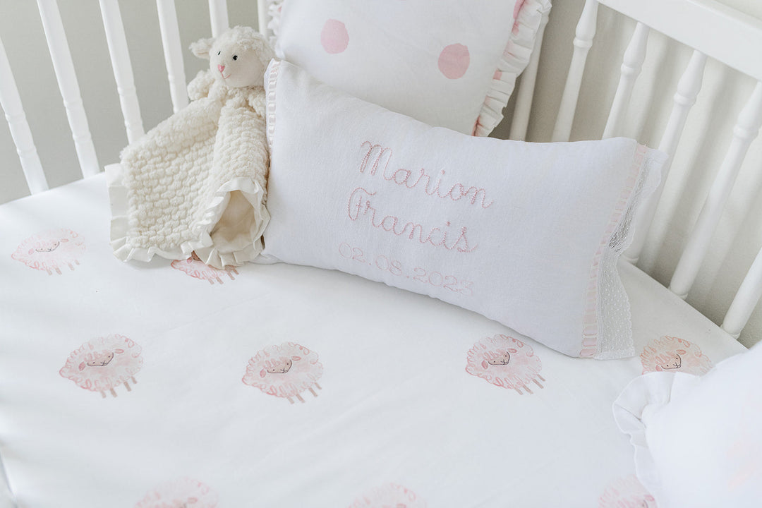 Pink Lamb Standard Crib Sheet