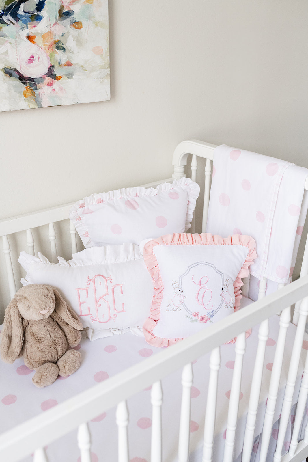 Pink Watercolor Dot Standard Crib Sheet