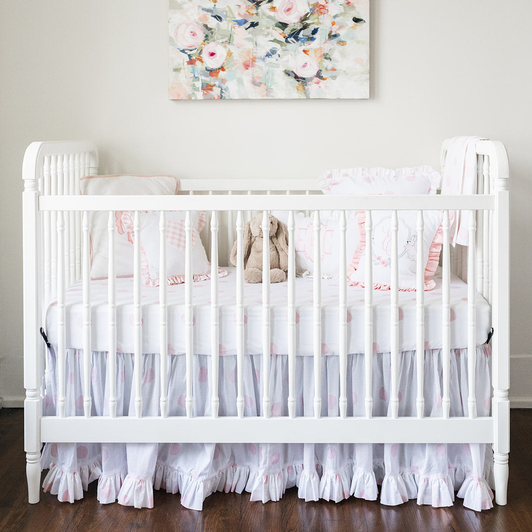 Ruffle Crib Skirt in Pink Watercolor Dot