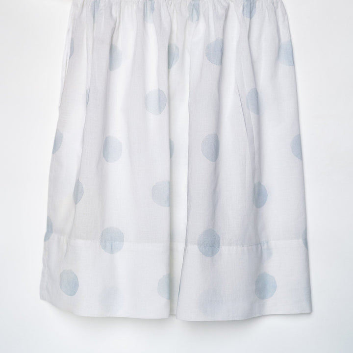 Gathered Crib Skirt in Blue Watercolor Dot
