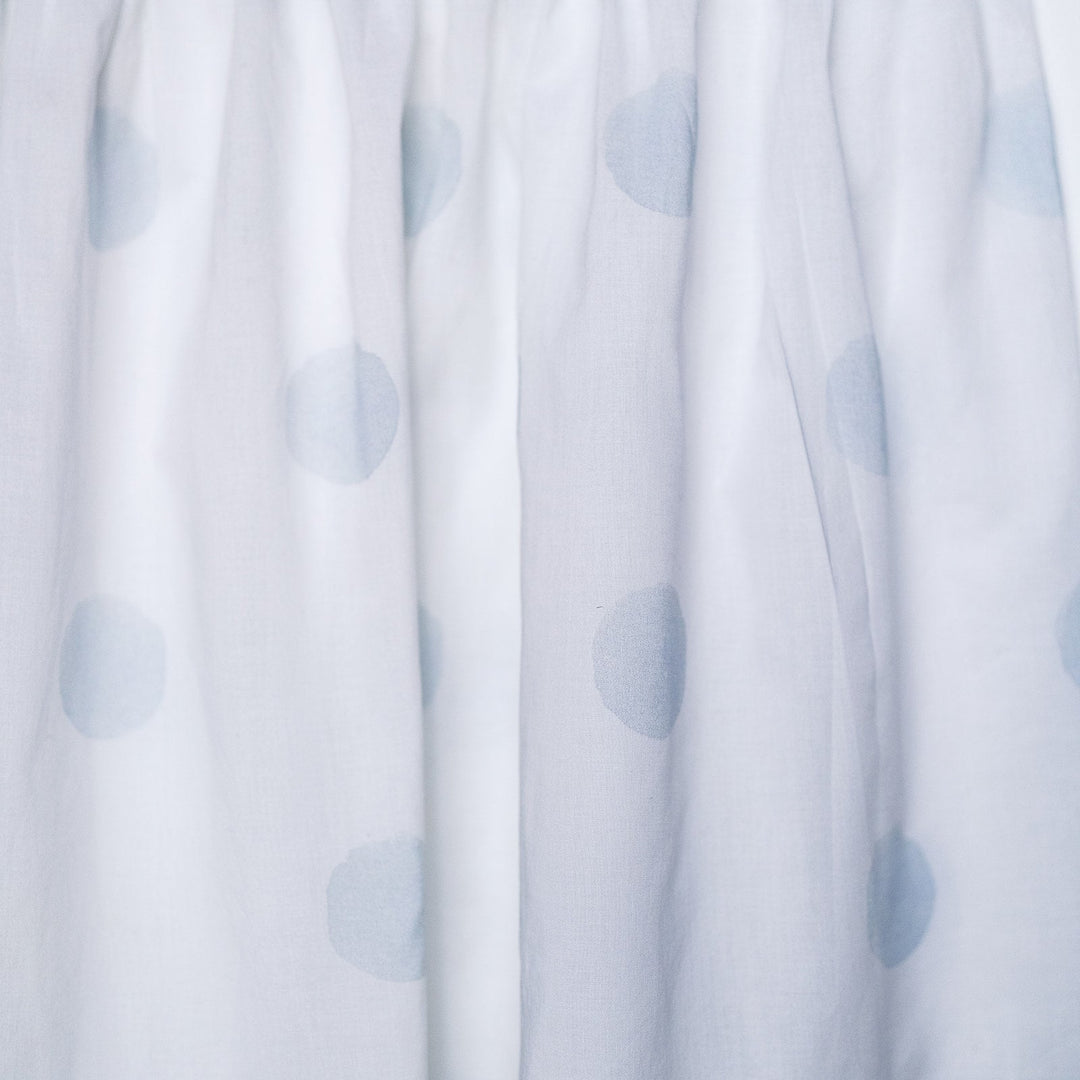 Gathered Crib Skirt in Blue Watercolor Dot
