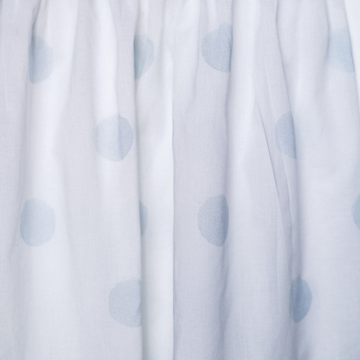 Gathered Crib Skirt in Blue Watercolor Dot