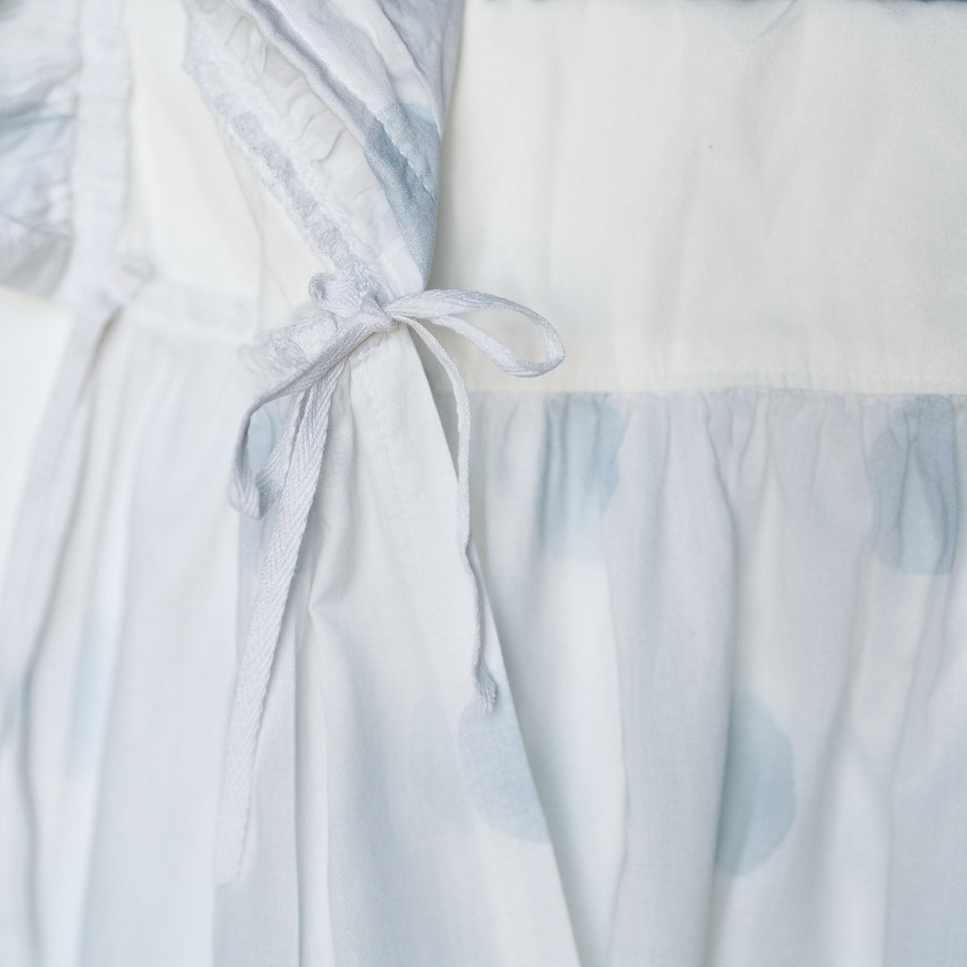 Gathered Crib Skirt in Blue Watercolor Dot