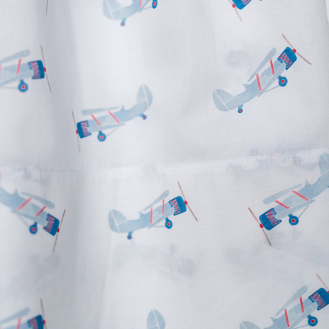 Gathered Crib Skirt in Flying Airplane