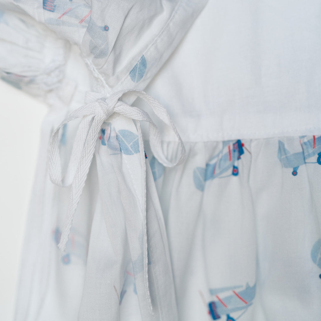 Gathered Crib Skirt in Flying Airplane