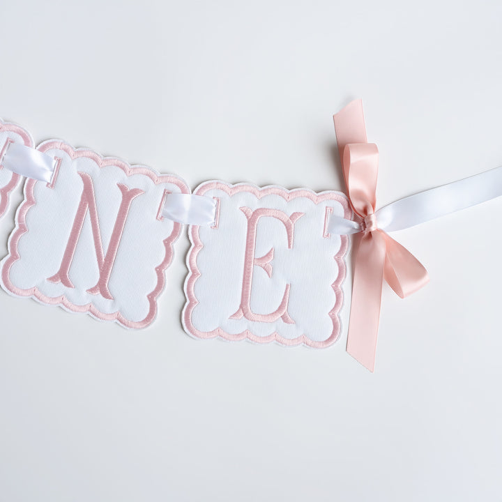 3 Piece ONE Banner: White with Pink