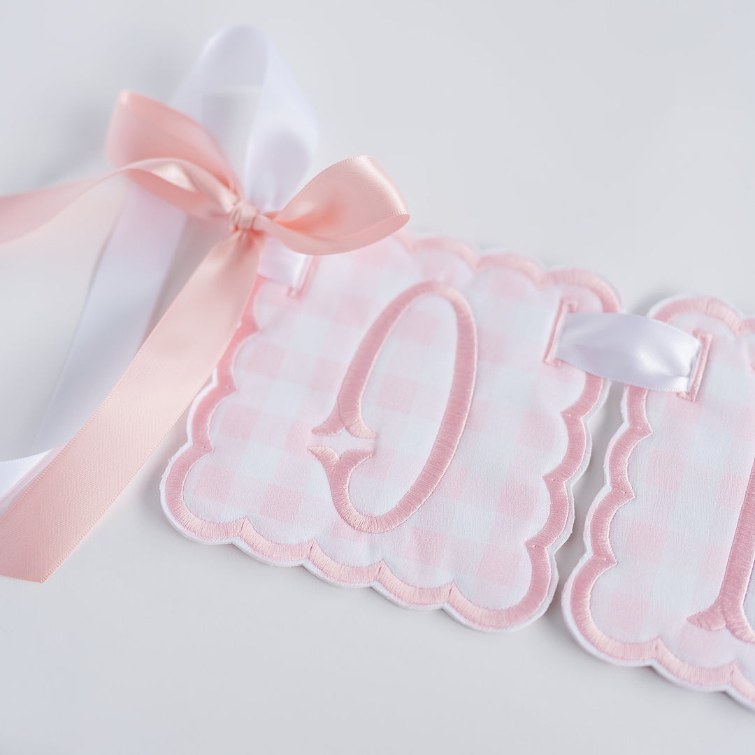 3 Piece ONE Banner: Little Pink Check