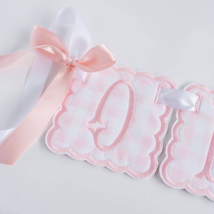 3 Piece ONE Banner: Little Pink Check