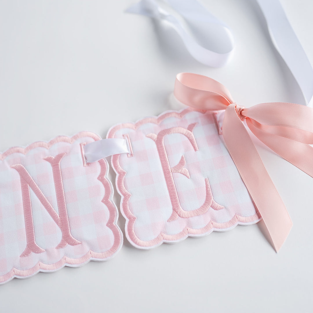 3 Piece ONE Banner: Little Pink Check