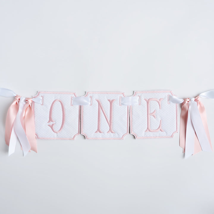 3 Piece ONE Banner: Pink Bitty Dot