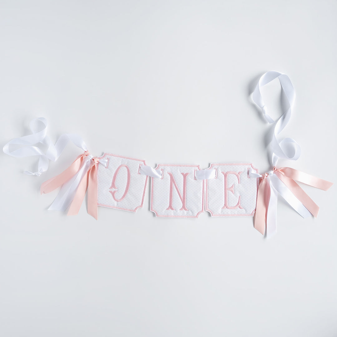 3 Piece ONE Banner: Pink Bitty Dot