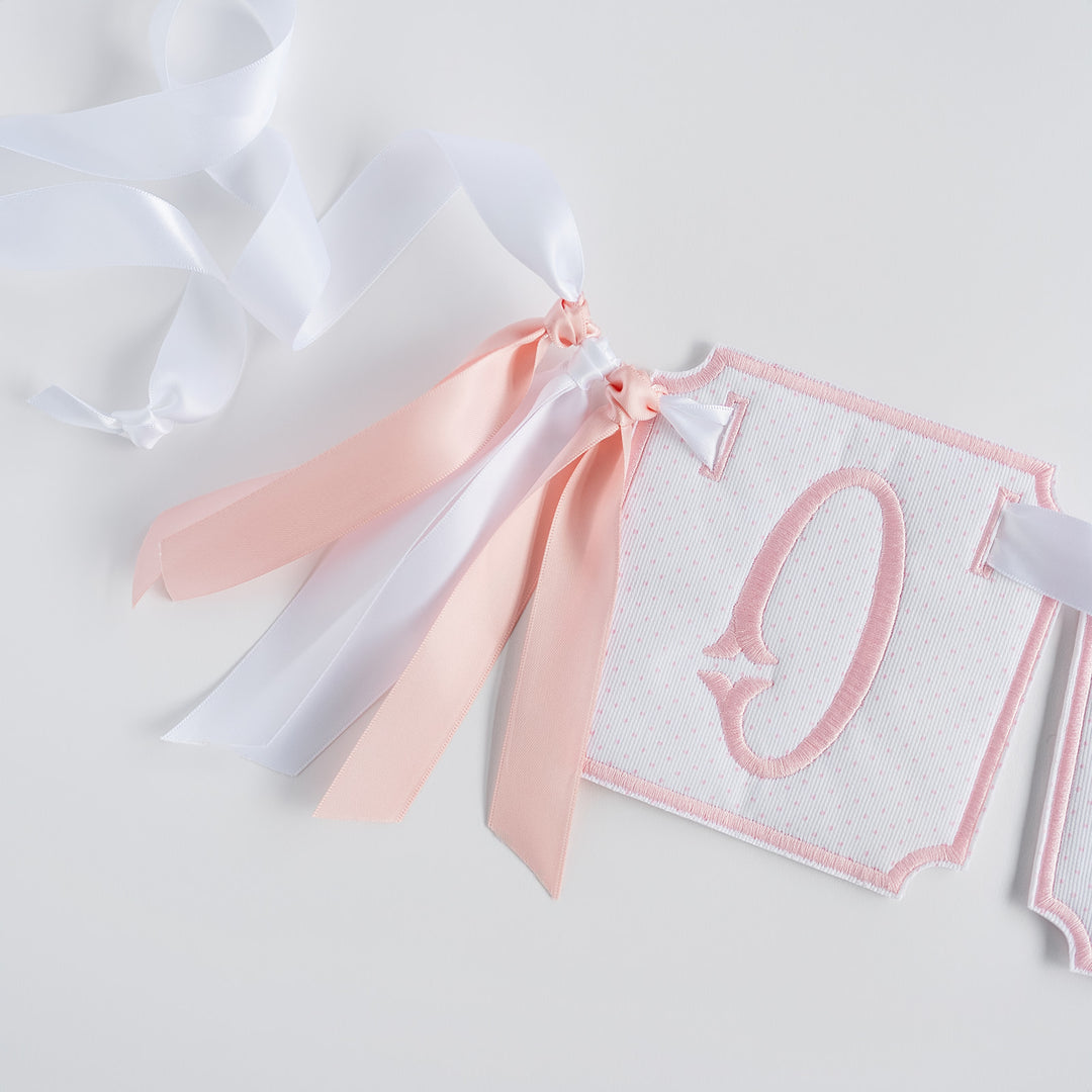 3 Piece ONE Banner: Pink Bitty Dot