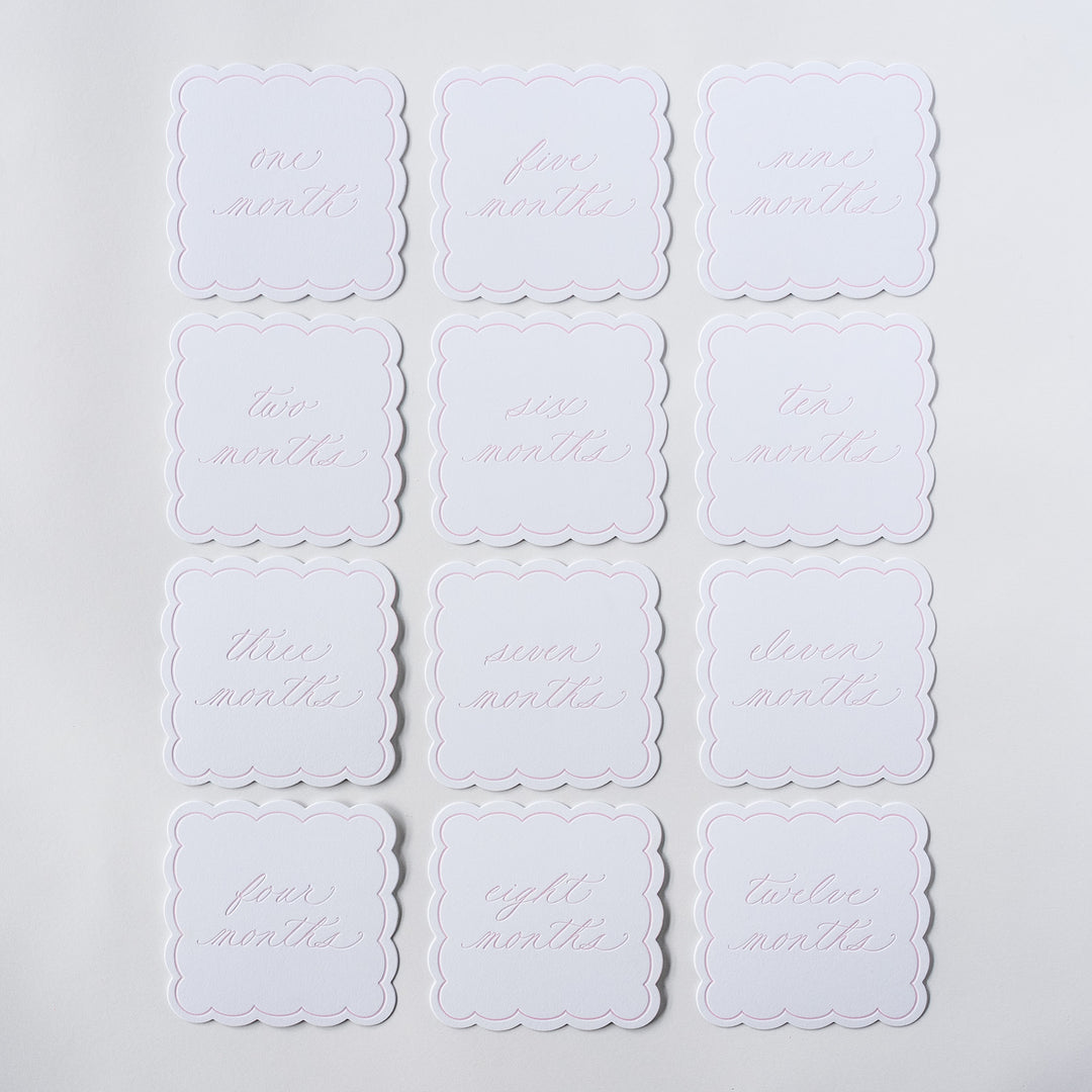 Letterpressed Monthly Markers in Pink