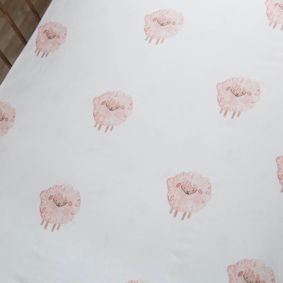Pink Lamb Standard Crib Sheet