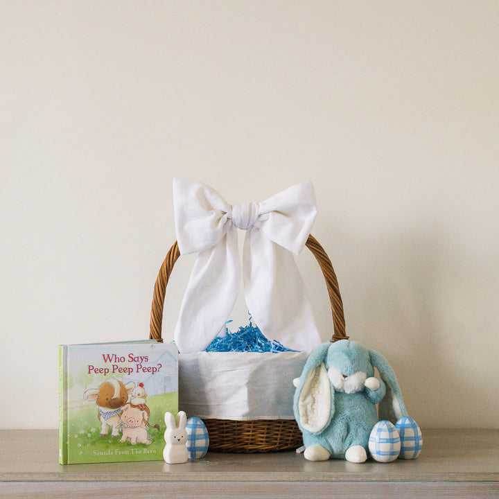 White Linen Easter Basket Bow