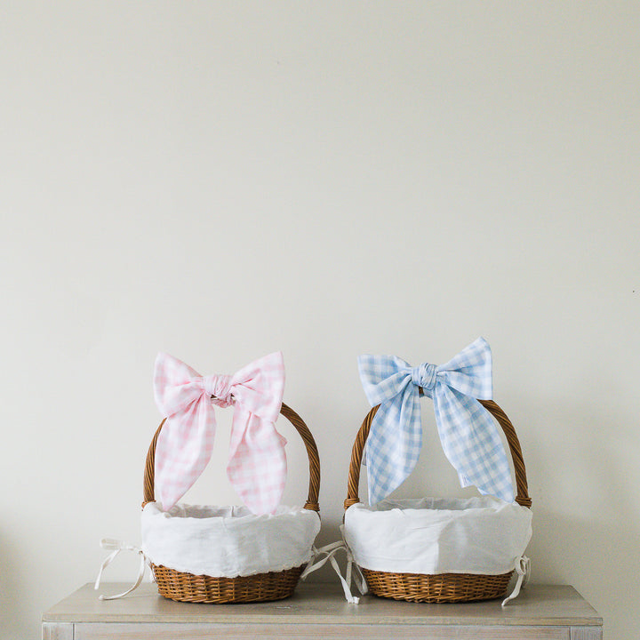 Little Pink Check Easter Basket Bow