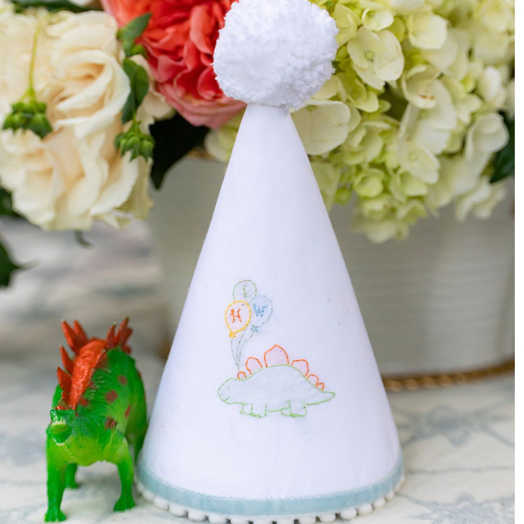 Dinosaur Shadow Stitch Hand Stitched Party Hat