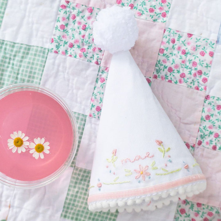 Flower Border Hand Stitched Party Hat