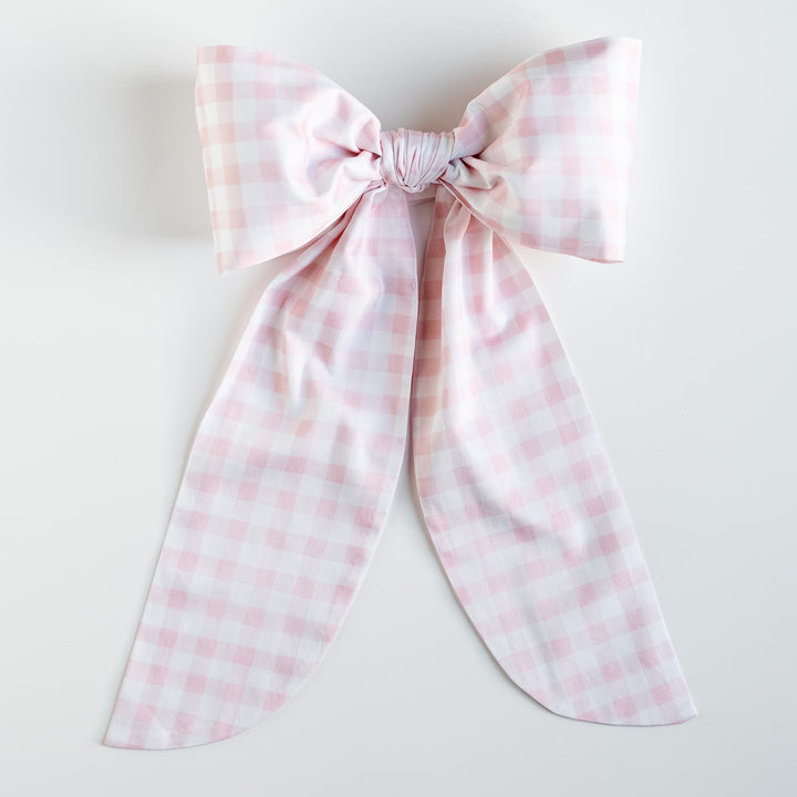 Little Pink Check Bow Topper