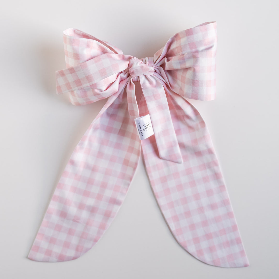 Little Pink Check Bow Topper