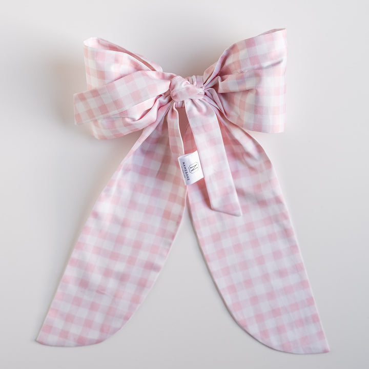 Little Pink Check Bow Topper