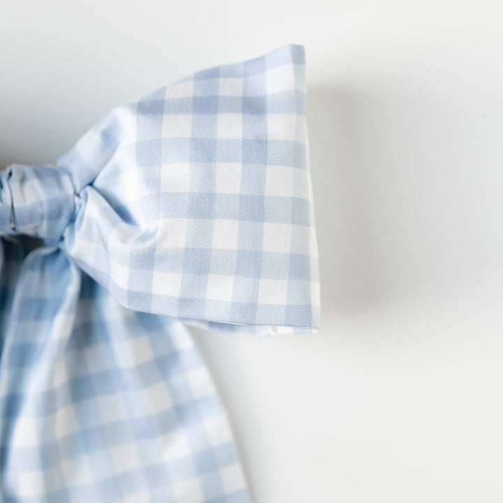 Little Blue Check Bow Topper