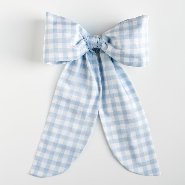 Little Blue Check Bow Topper
