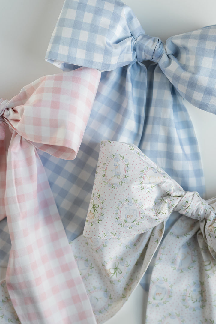 Little Blue Check Bow Topper