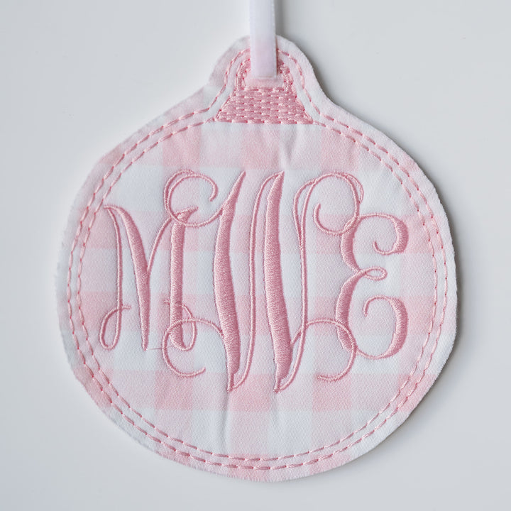 Little Pink Check Monogram Ornament