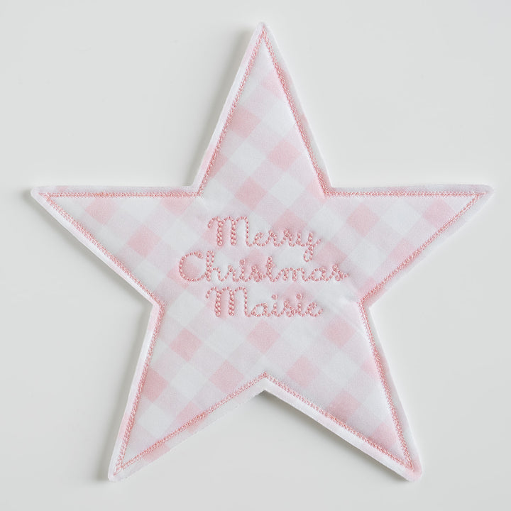 Little Pink Check Check Star Topper