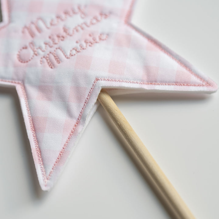 Little Pink Check Check Star Topper