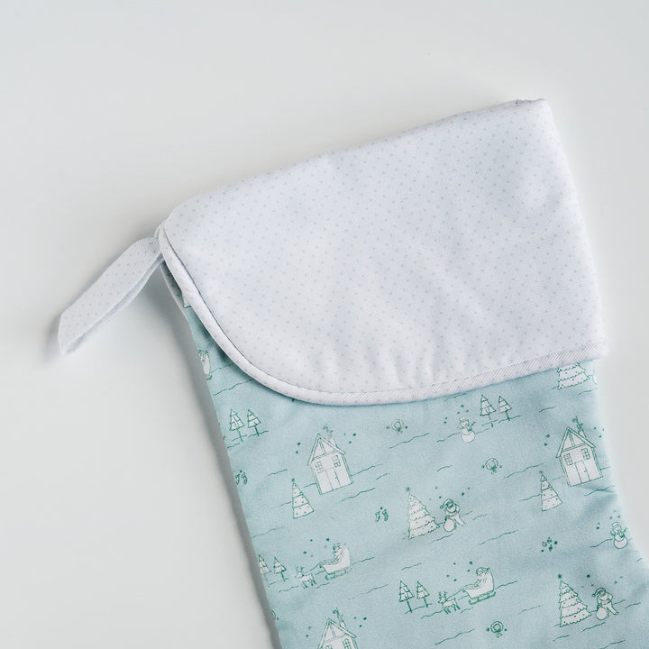 Blue Christmas Village Heirloom Christmas Stocking