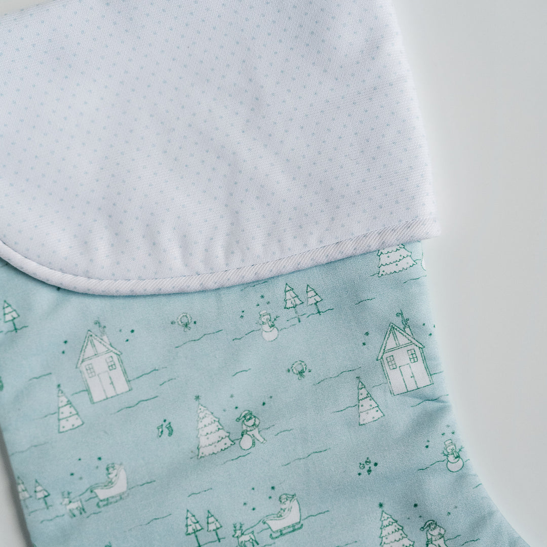 Blue Christmas Village Heirloom Christmas Stocking